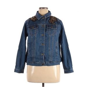 NWOT Denim 24/7 Bronze Beaded Western Denim Jean Jacket Size 14W